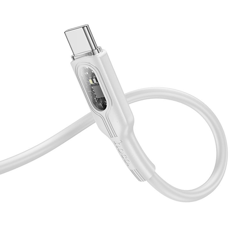 Дата кабель Hoco U120 Transparent explore intelligent power-off PD 60W Type-C to Type-C (1.2m) Gray - Зображення 3