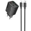 МЗП Hoco N55 Fundador PD20W+QC3.0 (2USB-A/2C) + кабель Type-C to Lightning Black