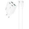 МЗП Hoco N55 Fundador PD20W+QC3.0 (2USB-A/2C) + кабель Type-C to Type-C White