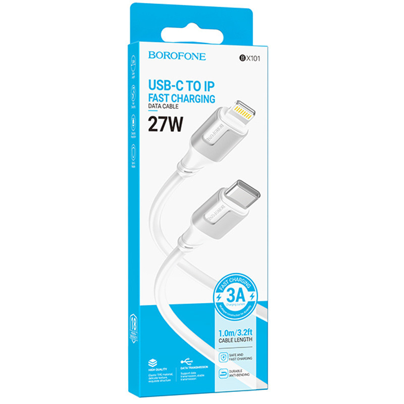 Дата кабель Borofone BX101 Creator 27W Type-C to Lightning (1m) White - Зображення 5