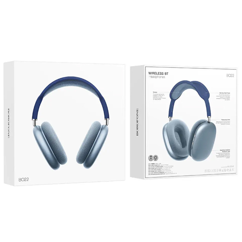 Накладні бездротові навушники Borofone BO22 Elegant Blue - Зображення 3