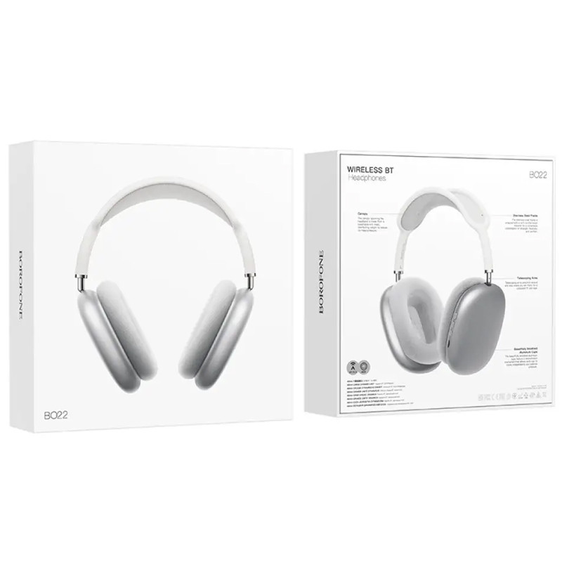 Накладні бездротові навушники Borofone BO22 Elegant Silver - Зображення 3