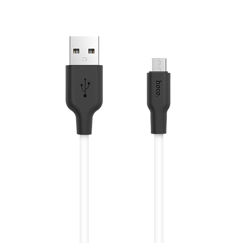 Дата кабель Hoco X21 Silicone MicroUSB Cable (1m) Чорний / Білий - Зображення 2