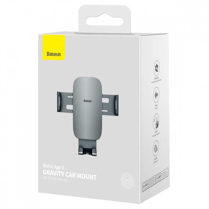 Автотримач Baseus Metal Age 2 Gravity Car Mount (air outlet) (SUJS) Dark Grey - Зображення 6