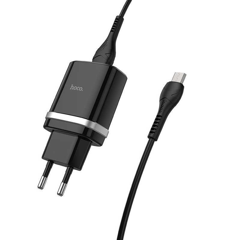 МЗП Hoco C12Q Smart QC3.0 18W (1USB-A) + кабель USB to MicroUSB Чорний