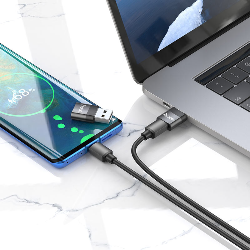 Перехідник Hoco UA17 USB Male to Type-C Female USB2.0 Чорний - Зображення 5