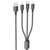 Дата кабель Borofone BX72 USB to Lightning /MicroUSB/Type-C 2A (1m) Чорний