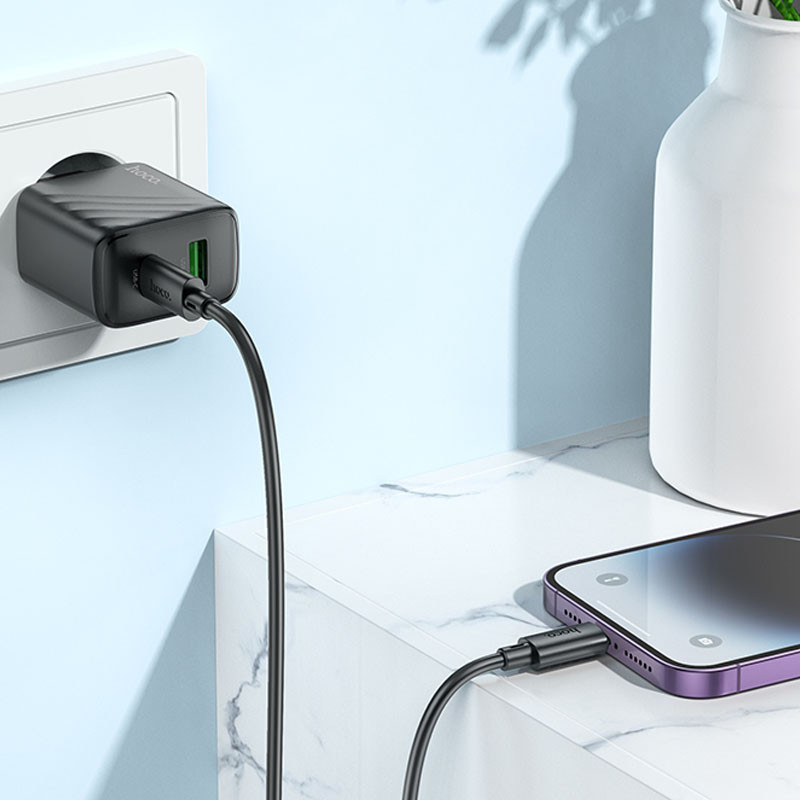МЗП Hoco CS23A Sunlight PD30W+QC3.0 (1USB-A/1C) + кабель Type-C to Lightning Black - Зображення 4