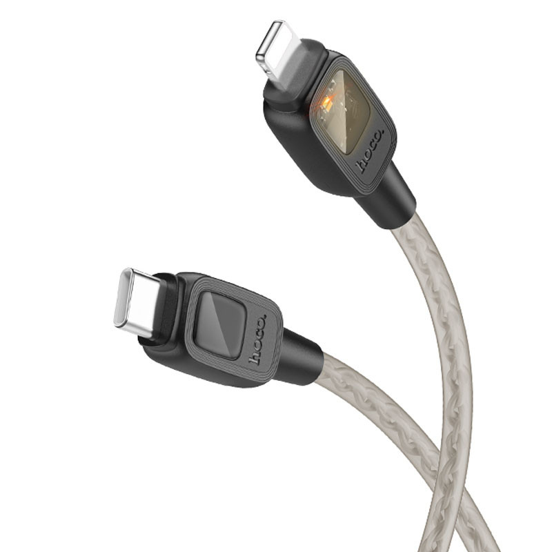 Дата кабель Hoco U124 Stone silicone power-off Type-C to Lightning (1.2m) Black - Зображення 2