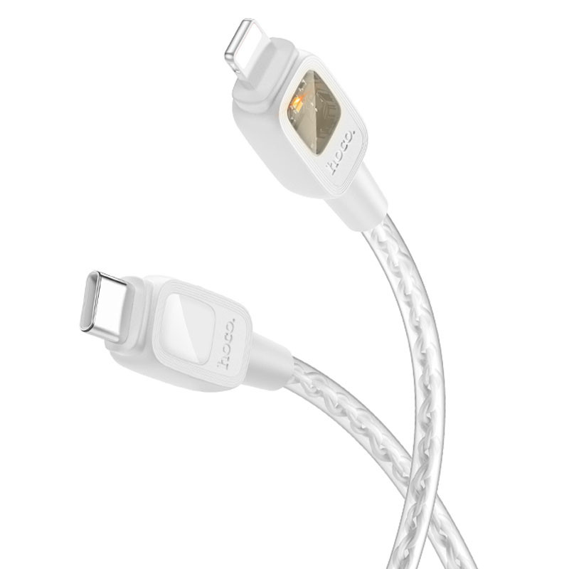 Дата кабель Hoco U124 Stone silicone power-off Type-C to Lightning (1.2m) Gray - Зображення 2