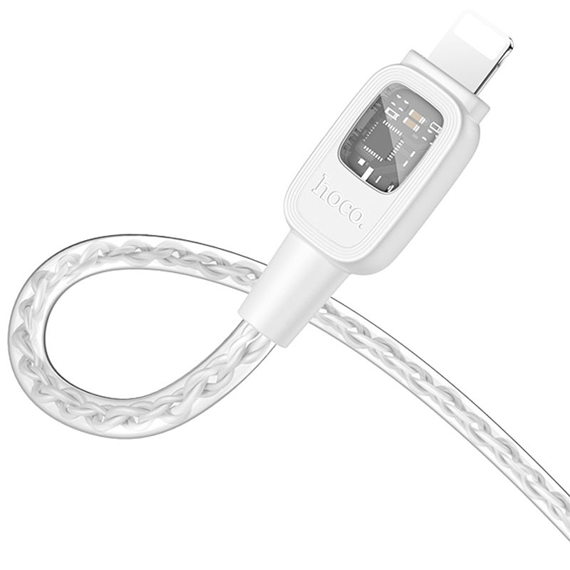 Дата кабель Hoco U124 Stone silicone power-off Type-C to Lightning (1.2m) Gray - Зображення 3