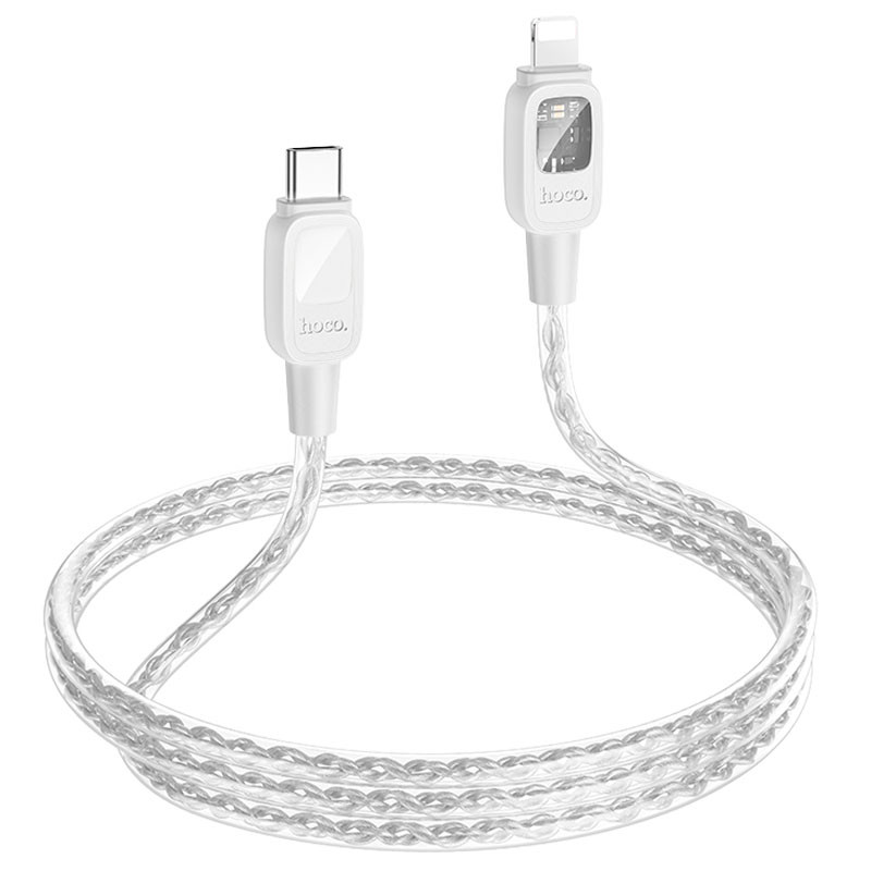Дата кабель Hoco U124 Stone silicone power-off Type-C to Lightning (1.2m) Gray - Зображення 4