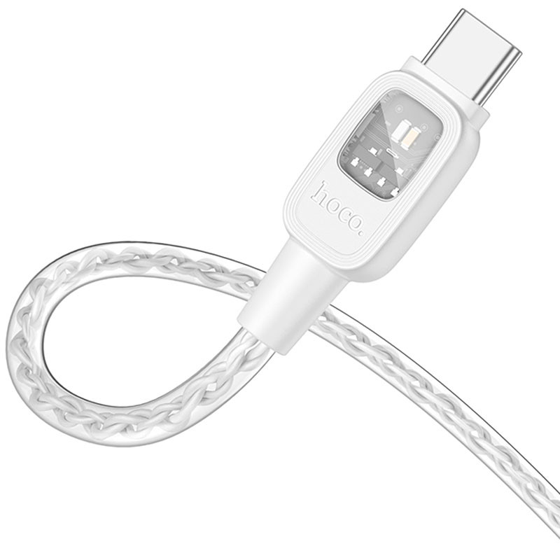 Дата кабель Hoco U124 Stone silicone power-off 60W Type-C to Type-C (1.2m) Gray - Зображення 3