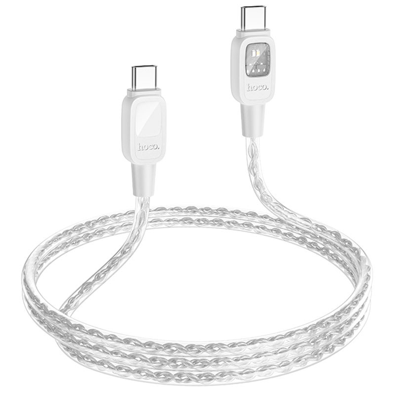 Дата кабель Hoco U124 Stone silicone power-off 60W Type-C to Type-C (1.2m) Gray - Зображення 4