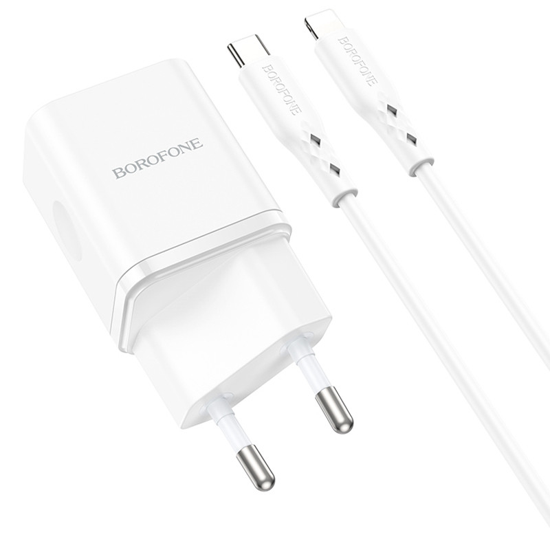 МЗП Borofone BN7 PD20W+QC3.0 (1USB-A/1C) + кабель Type-C to Lightning White - Зображення 4