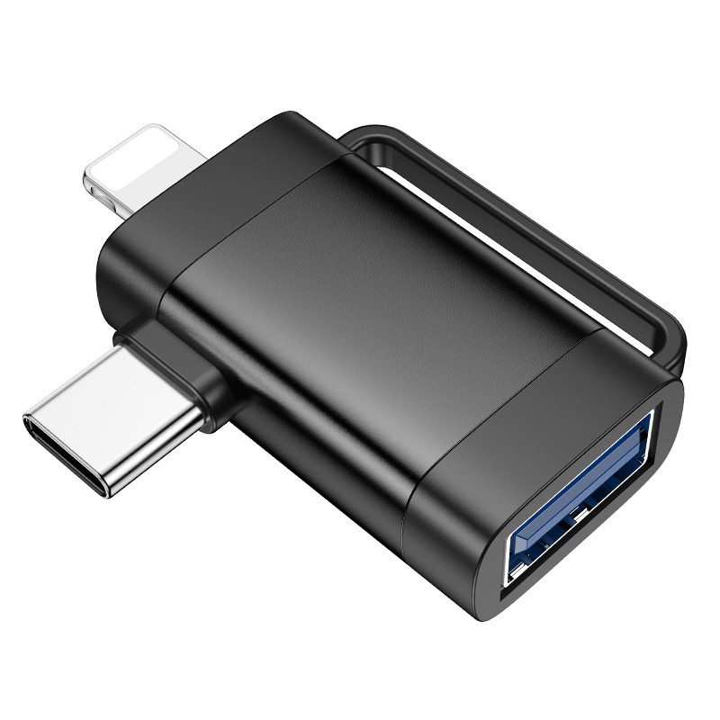 Перехідник Hoco UA31F OTG 2in1 Lightning male/Type-C male to USB female Black - Зображення 4