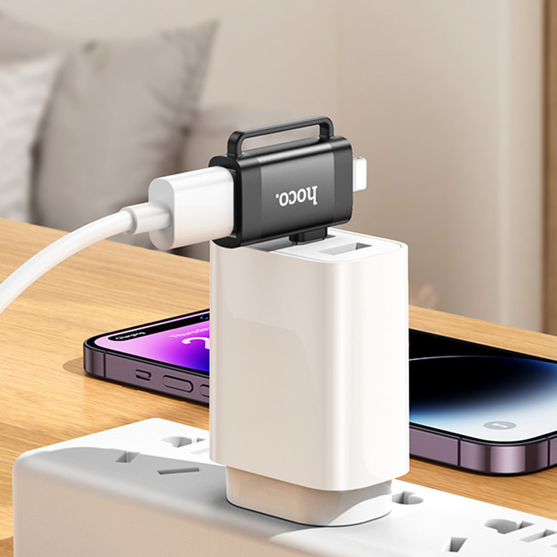 Перехідник Hoco UA31F OTG 2in1 Lightning male/Type-C male to USB female Black - Зображення 5