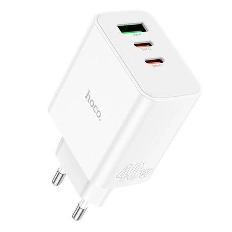 МЗП Hoco C126A PD40W+QC3.0 (1USB/2Type-C) White - Зображення 2