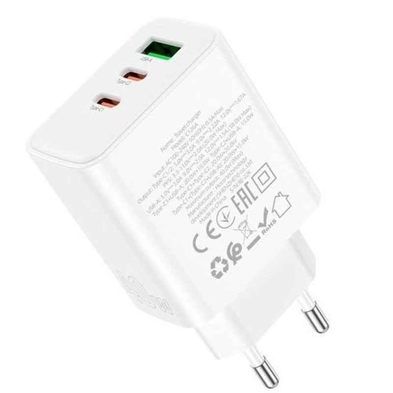 МЗП Hoco C126A PD40W+QC3.0 (1USB/2Type-C) White - Зображення 3