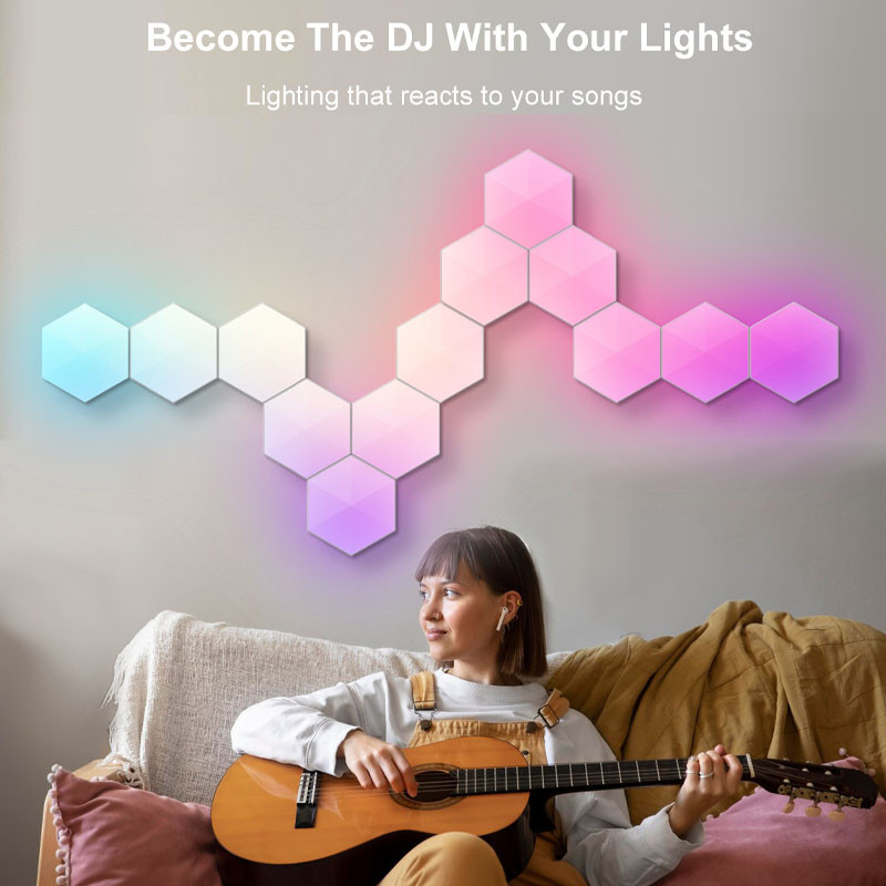Модульный настінний світильник LED RGB 5V соты SAL-011B 6pcs Bluetooth USB with app White - Зображення 5