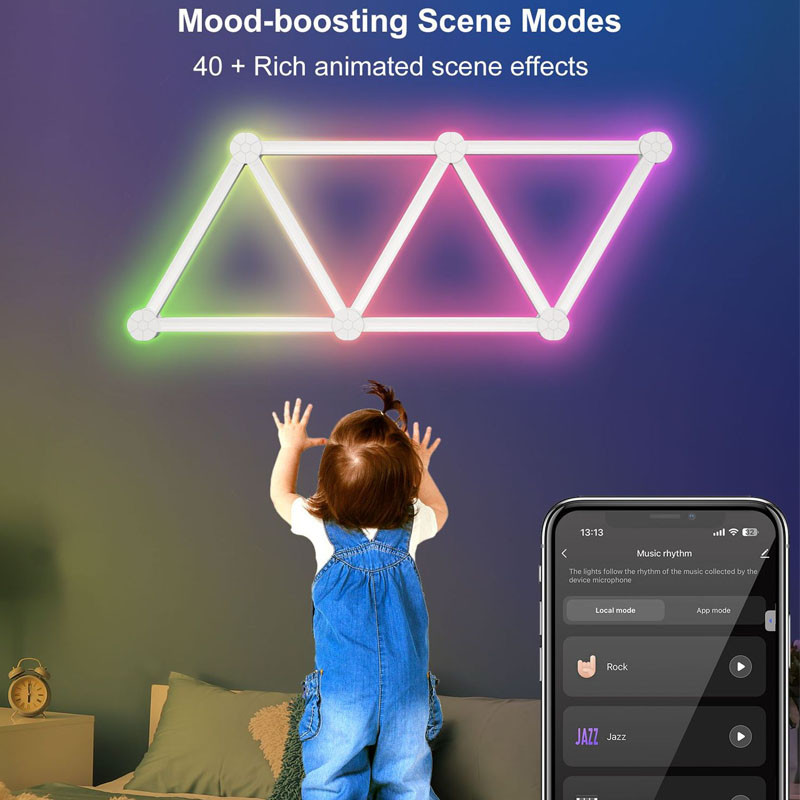 Модульный настінний світильник LED RGB 5V SAL-014B 9pcs Bluetooth USB with app White - Зображення 2