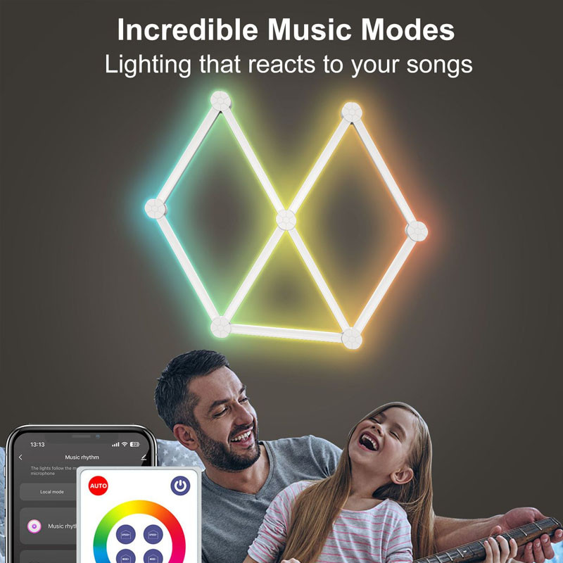 Модульный настінний світильник LED RGB 5V SAL-014B 9pcs Bluetooth USB with app White - Зображення 3