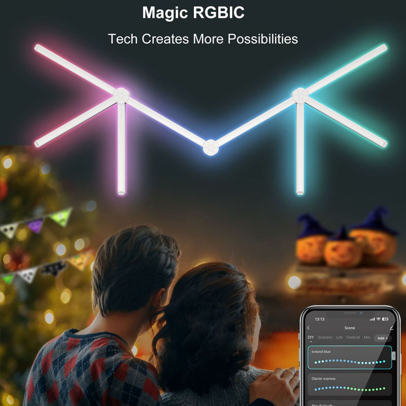 Модульный настінний світильник LED RGB 5V SAL-014B 9pcs Bluetooth USB with app White - Зображення 4