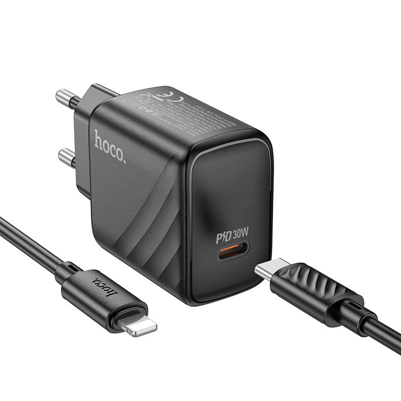 МЗП Hoco CS22A Value PD30W (1USB-C) + кабель Type-C to Lightning Black - Зображення 2