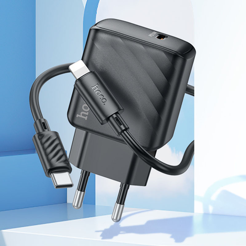 МЗП Hoco CS22A Value PD30W (1USB-C) + кабель Type-C to Lightning Black - Зображення 4