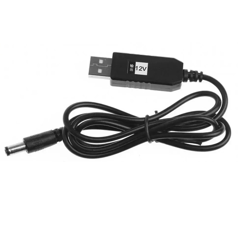 Кабель живлення для роутера/модема USB-DC (2.1x5.5mm) з перетворювачем до 12V in box (1m) Black - Зображення 3