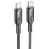 Дата кабель Hoco U120 Transparent explore intelligent power-off PD 60W Type-C to Type-C (1.2m) Black