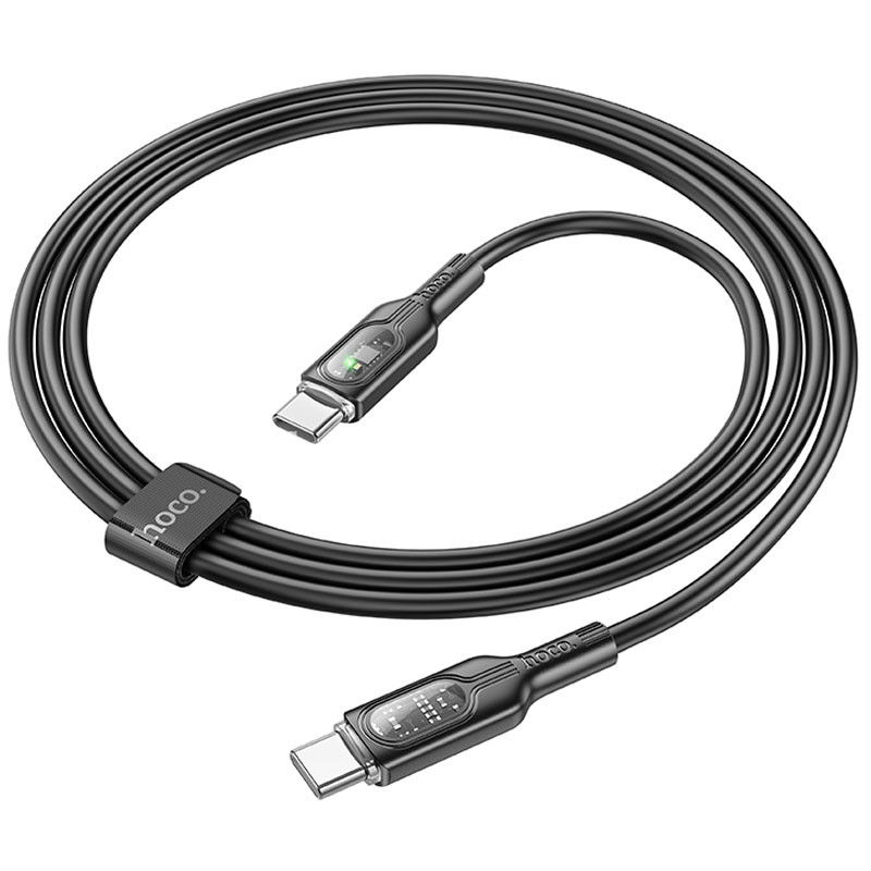 Дата кабель Hoco U120 Transparent explore intelligent power-off PD 60W Type-C to Type-C (1.2m) Black - Зображення 4