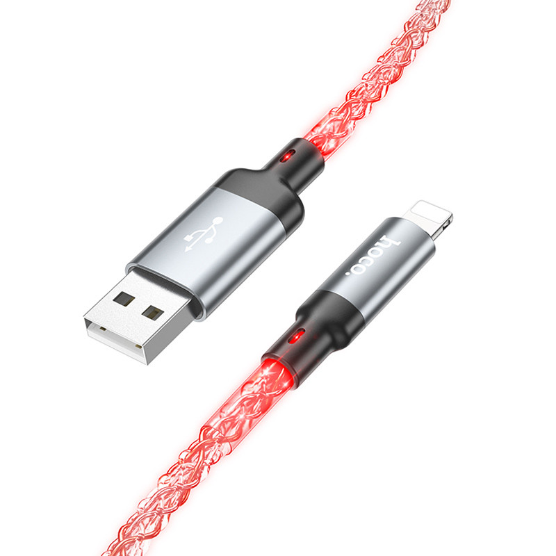 Дата кабель Hoco U112 Shine USB to Lightning 2.4A (1m) Gray - Зображення 2