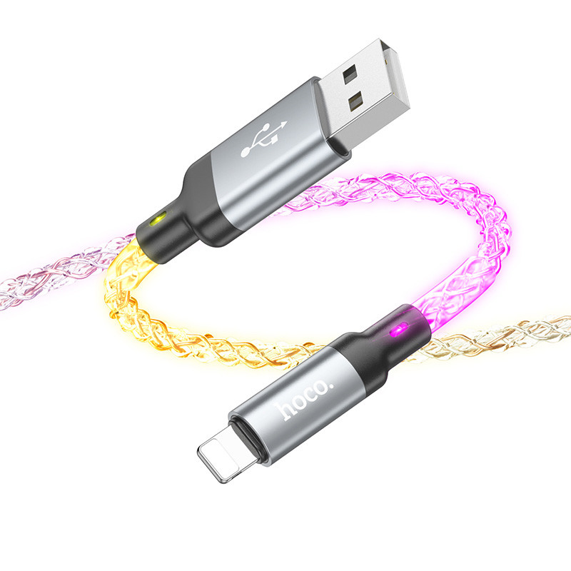 Дата кабель Hoco U112 Shine USB to Lightning 2.4A (1m) Gray - Зображення 4