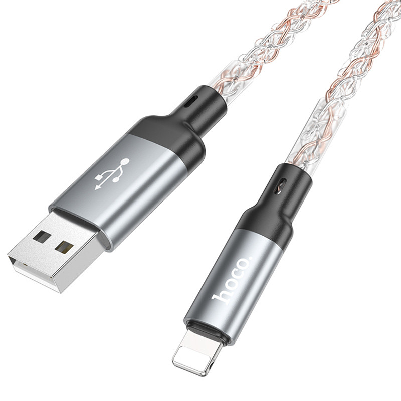 Дата кабель Hoco U112 Shine USB to Lightning 2.4A (1m) Gray - Зображення 5