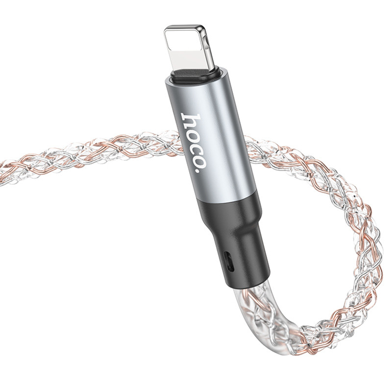 Дата кабель Hoco U112 Shine USB to Lightning 2.4A (1m) Gray - Зображення 6