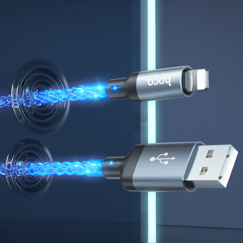 Дата кабель Hoco U112 Shine USB to Lightning 2.4A (1m) Gray - Зображення 7