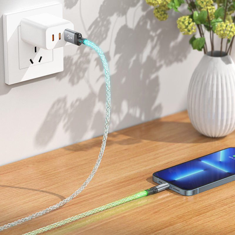 Дата кабель Hoco U112 Shine USB to Lightning 2.4A (1m) Gray - Зображення 8