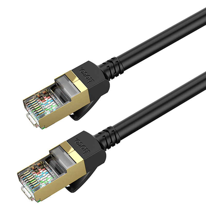 Кабель (патч-корд) Hoco US02 Level pure copper gigabit ethernet (5m) Black - Зображення 4