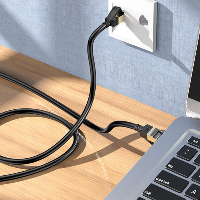 Кабель (патч-корд) Hoco US02 Level pure copper gigabit ethernet (5m) Black - Зображення 7