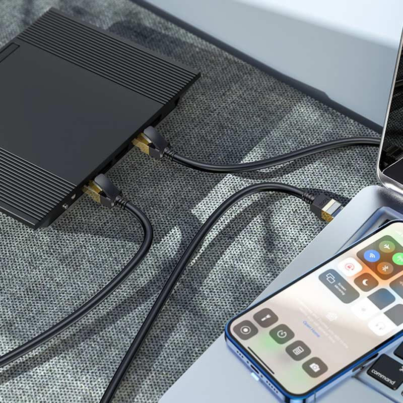 Кабель (патч-корд) Hoco US02 Level pure copper gigabit ethernet (5m) Black - Зображення 8