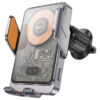 Автотримач з БЗП Hoco HW7 Transparent Discovery 15W (air outlet) Metal gray