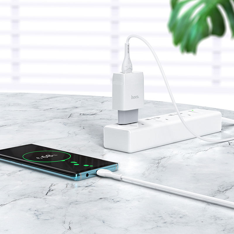 МЗП Hoco C72Q Glorious QC3.0 18W (1USB-A) + кабель USB to MicroUSB Білий - Зображення 4