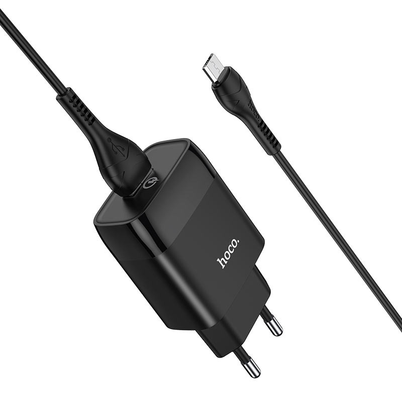 МЗП Hoco C72Q Glorious QC3.0 18W (1USB-A) + кабель USB to MicroUSB Чорний - Зображення 2