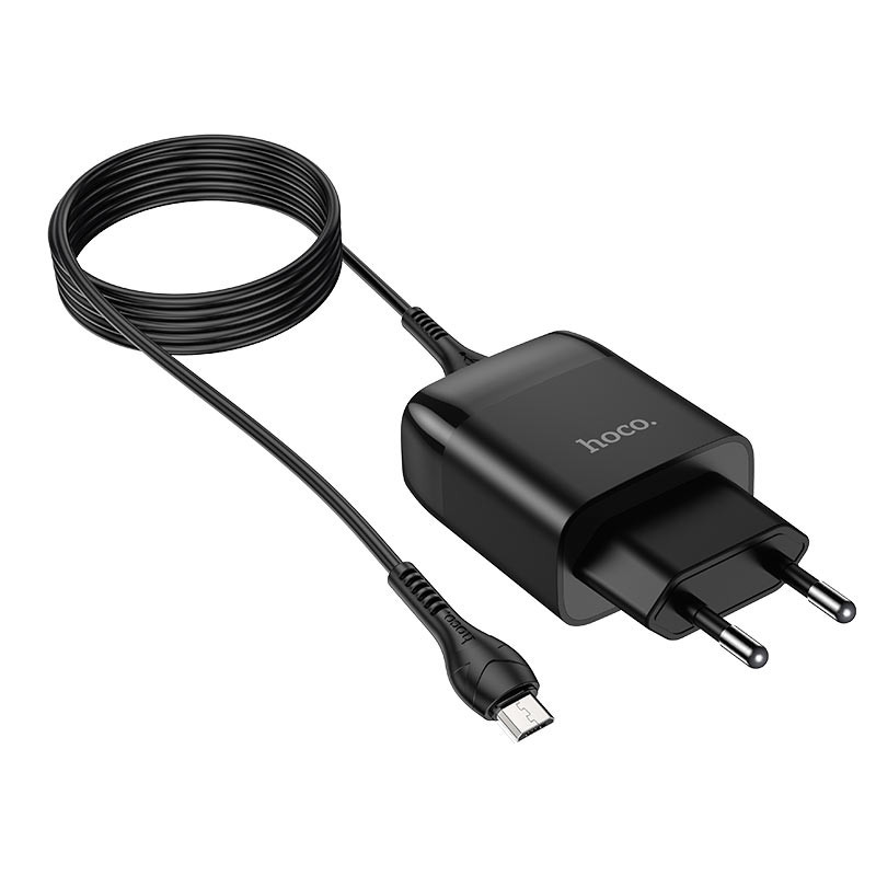 МЗП Hoco C72Q Glorious QC3.0 18W (1USB-A) + кабель USB to MicroUSB Чорний - Зображення 3