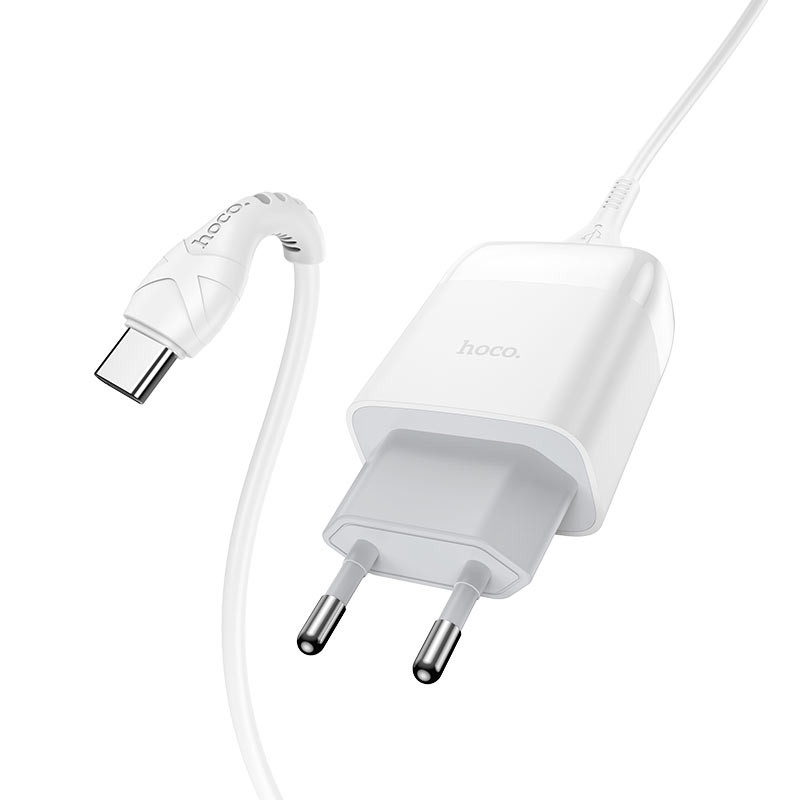 МЗП Hoco C72Q Glorious QC3.0 18W (1USB-A) + кабель USB to Type-C Білий - Зображення 2