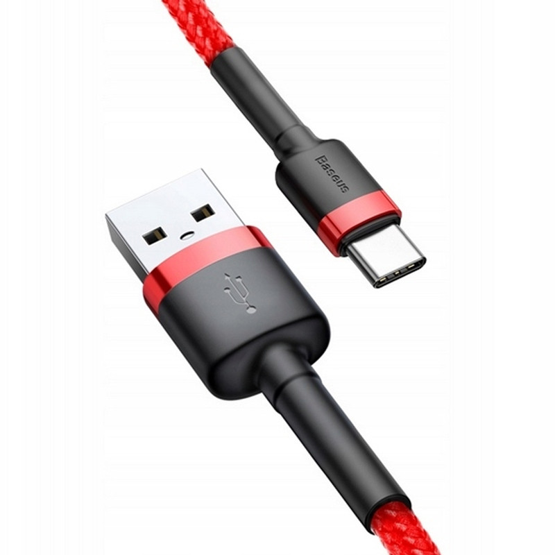 Дата кабель Baseus Cafule USB to Type-C Cable 3A (1m) (CATKLF-B) Червоний / Чорний