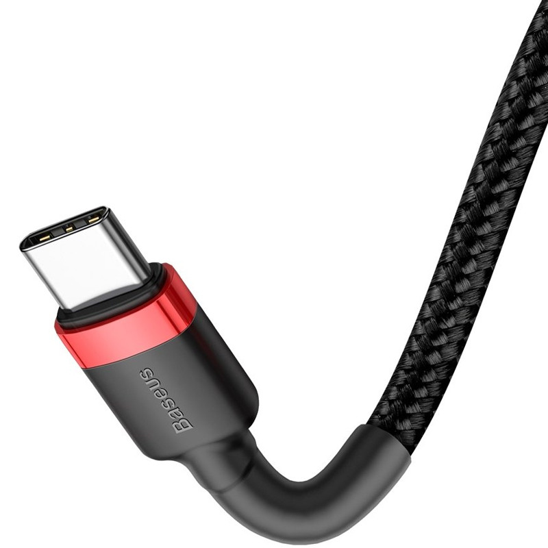 Дата кабель Baseus Cafule USB to Type-C Cable 3A (1m) (CATKLF-B) Червоний / Чорний - Зображення 2