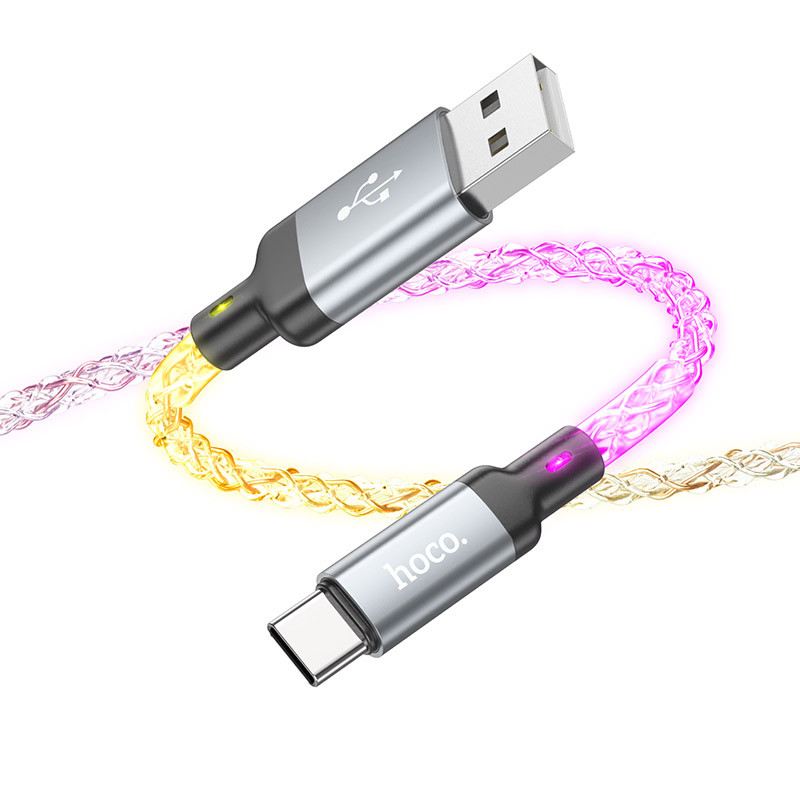 Дата кабель Hoco U112 Shine USB to Type-C 3A (1m) Gray - Зображення 3