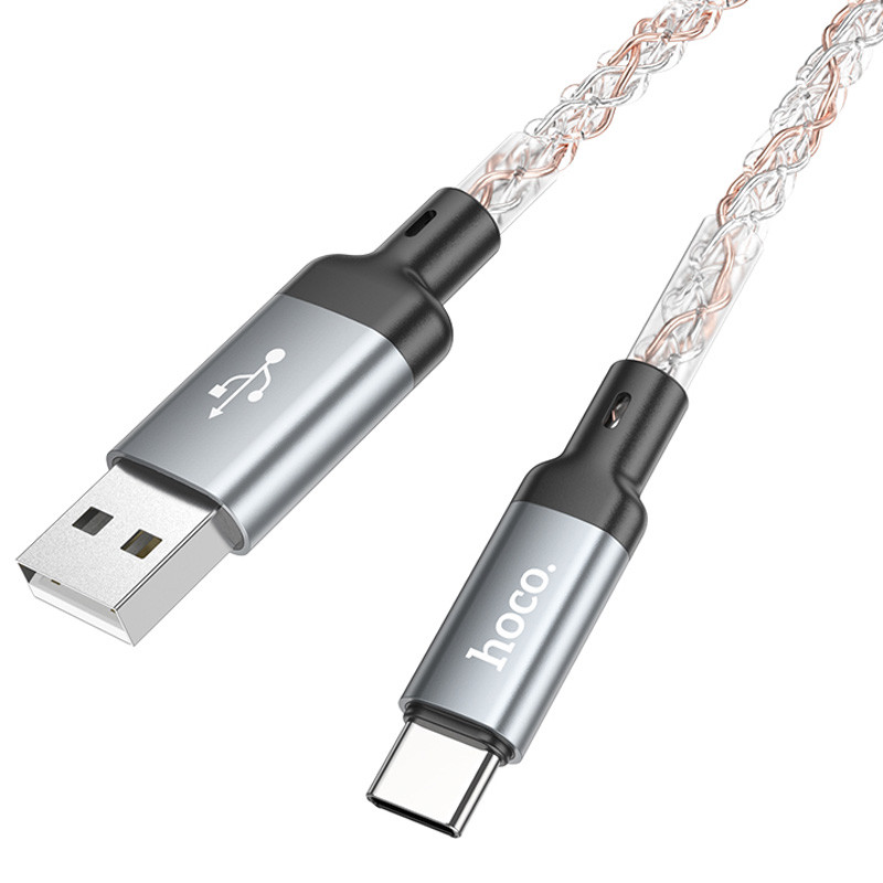 Дата кабель Hoco U112 Shine USB to Type-C 3A (1m) Gray - Зображення 4
